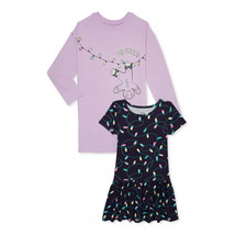 Wonder Nation Girl&#39;s 2 Pack Christmas Lights &amp; Gingerbread Print Dress - S(6-6X) - £9.12 GBP