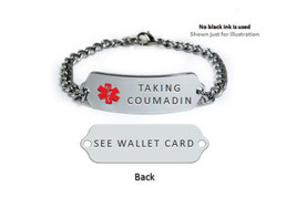 Taking Coumadin Medical Alert ID Bracelet. Free medical Emergency Card! TKID52 - £22.39 GBP