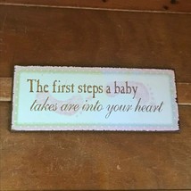 Estate Pink Baby Foot Prints w THE FIRST STEPS A BABY TAKES ARE INTO YOU... - £8.85 GBP