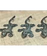 3 Cast Iron GREEN LIZARD Garden Statue GECKO Western Home Decor Paper We... - $17.99