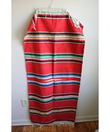 Vtg Mexican Serape Thin Rug Wall Hanging 100% Cotton Red Multicolor FAT - $128.44