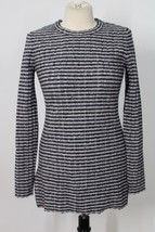 Theeory S Blue Gray Stripe Wool Blend Belira Evian Texture Rib Stretch Sweater - £52.28 GBP