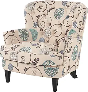 Christopher Knight Home Tafton Fabric Club Chair, White / Blue Floral - £369.43 GBP