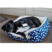 Sherpa Bumber Cuddler Dog Beds Chooes Red Plaid Blue Bones or Arrow Print 20&quot; (B - £37.85 GBP