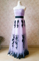 LIGHT PURPLE Strapless Sweetheart Neck High Waist Embroidery Maxi Wedding Dress  image 4