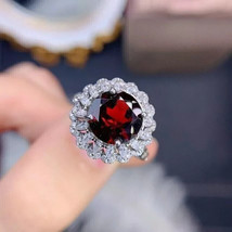 3.30Ct Round Simulated Ruby Engagement Cocktail Ring 14k White Gold Plated Silve - £105.02 GBP
