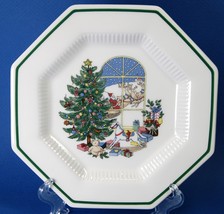 Nikko Christmastime Octagonal Accent Salad Plate Christmas Tree Santa in... - $14.99
