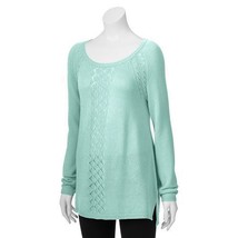 Candie&#39;s Faux Button Back Sweater Long Sleeve Aqua Turquoise Sz L Nwt - £11.78 GBP