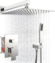 Shower System With 12&quot; Shower Head And Handheld For Bathroom, Wall Mounted High - £142.84 GBP