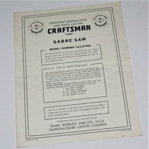 Craftsman 100 Sabre Saw Operating Instructions &amp; Parts List ~ 1950&#39;s / &#39;60&#39;s Vg - £12.41 GBP