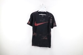 Nike Mens Small Acid Wash Big Swoosh Logo Short Sleeve T-Shirt Black Cotton - £23.22 GBP