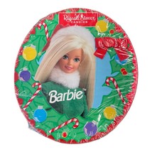 Russell Stover Holiday Barbie Collector Tin 4.5&quot; oval nos - £6.30 GBP