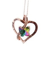 Old Rubin Heart Butterfly Necklace Rose Gold Plated - £19.76 GBP