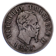 1866 Italie 50 Centesimi Pièce de Monnaie (VF État) Km 14.1 - $60.60