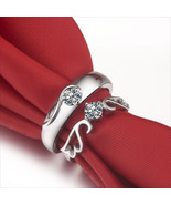 Pretty 1.0Ct Round Cut CZ Diamond 925 Sterling Silver Engagement Couple ... - $212.40 CAD