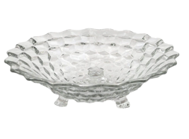 Fostoria American Clear Glass Round Flared Rim 3 Toe Footed Serving Fruit Bowl - £26.08 GBP