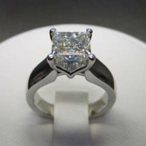 1-1/2 CT Princess LC Moissanite Solitaire Engagement Ring White Gold Plated Xmas - £66.32 GBP