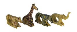 Zeckos Set of 4 Hand Carved African Wild Animal Napkin Rings - £31.64 GBP