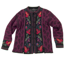 Icelandic Design Vintage Women&#39;s Lined Wool Blend Embroidered Cardigan S... - £28.81 GBP