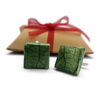 Handmade Ceramic Cuff Links, Plant Lovers Gift Unique Style Porcelain Cuff links - £30.47 GBP