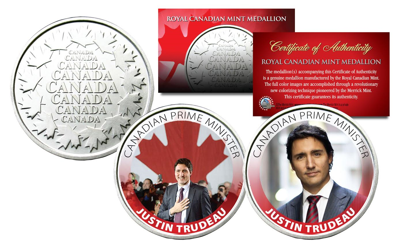 JUSTIN TRUDEAU Royal Canadian Mint Medallions 2-Coin Set  Canadian Prime Minster - £8.14 GBP