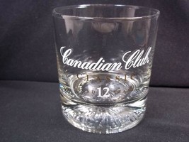 Canadian Club Classic whisky glass white &amp; gold lettering impressed base 8 oz - £6.83 GBP