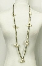 Chunky Faux Pearl Clusters Silver Tone Chains 19&quot; Necklace Vintage Statement - £16.38 GBP