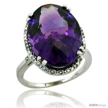 Size 5 - 10k White Gold Diamond Halo Large Amethyst Ring 10.3 ct Oval Stone  - £648.86 GBP