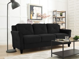 Lifestyle Solutions Taryn Curved Arm Fabric Sofa, Black - £286.61 GBP
