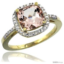 Size 8.5 - 10k Yellow Gold Ladies Natural Morganite Ring Cushion-cut 3.85 ct.  - £594.48 GBP