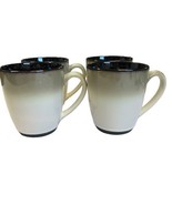 4 SANGO Nova Black Inside Coffee Mugs Tea Cups  Olive Green Tan Drip Gla... - £19.26 GBP