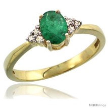 Size 7.5 - 10k Yellow Gold Ladies Natural Emerald Ring oval 6x4  - £206.78 GBP