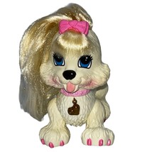 Fisher Price Vintage White Posable Puppy Dog w/ Blonde Hair & Pink Bow - £6.04 GBP