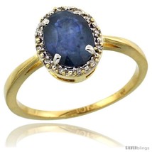 Size 9 - 10k Yellow Gold Diamond Halo Blue Sapphire Ring 1.2 ct Oval Stone 8x6  - £289.20 GBP