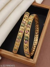 South Indian Women 4 pcs Bangles/ Bracelet Gold Plated Fashion Wedding Jewelry - £26.97 GBP