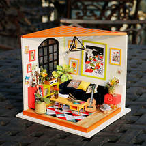 Sitting Room with Furniture Children Adult Miniature Wooden Doll House Model Bui - £59.60 GBP