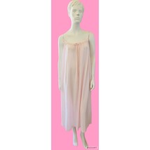 Vintage Sears Long Pink Nightgown Dress Pink Ribbon Lace Detail Neckline - $21.78