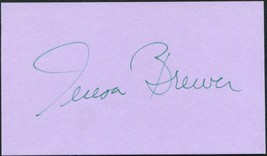 TERESA BREWER SIGNED 3X5 INDEX CARD SINGER MUSIC! RICOCHET I LOVE MICKEY... - £18.00 GBP