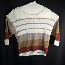 Womens 3/4 Sleeve Acrylic Knit Sweatshirt Size Medium Striped Misia - £12.50 GBP