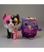 Owl Cat TY FLIPPABLES Shimmies COLOR CHANGE SEQUIN PLUSH ANIMALS Lot Set... - $15.64