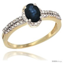 Size 7 - 10k Yellow Gold Ladies Natural Blue Sapphire Ring oval 6x4 Stone  - £408.95 GBP