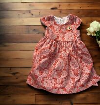 Pippa &amp; Julie Girl's Dress Size 4T Coral Rust Floral Baroque Poly Blend - $25.69