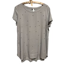Ann Taylor Gray Rhinestone Pearl Embellished T Shirt Top Stretch Sz L - $22.00