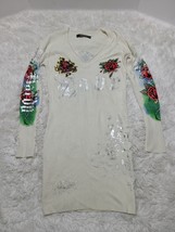 Ed Hardy Christian Audigier LOVE Spellout Roses Flowers Sweater Pullover M Dress - £38.68 GBP