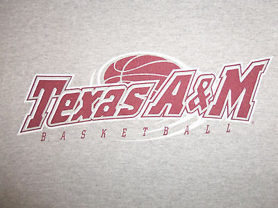 Primary image for NCAA TAMU Texas A&M University Aggies Basketball Gray 90/10 Graphic T Shirt - L