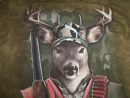 The Mountain Manimals Deer Hunter Gun Funny Humor Green Graphic T Shirt - XL - £13.72 GBP
