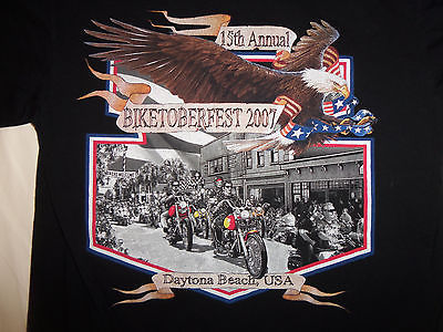 15th Annual Biketoberfest 2007 Daytona Beach Florida USA Black Graphic T Shirt M - $18.65