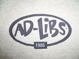 Ad-Libs 1986  Improv Comedy Dallas TX Gray 90/10 Ringer Graphic Print T Shirt XL - $17.17