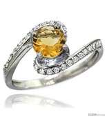 Size 6 - 14k White Gold Natural Citrine Swirl Design Ring 6 mm Round Shape  - £571.27 GBP