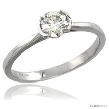 Size 7 - 14k White Gold Semi Mount (for 5mm Round Diamond) Engagement Ring 1/16  - £174.48 GBP